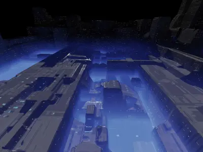 Alien Planet Sci-Fi Fantasy Scenery City 3D model