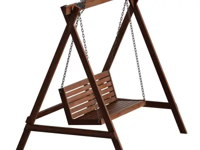Wooden park swing 3D model