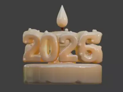 High-Quality 3D Cartoon New Year  Candle Low-poly 3D model