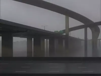 Freeway03 overpass on highway in rain 3D model