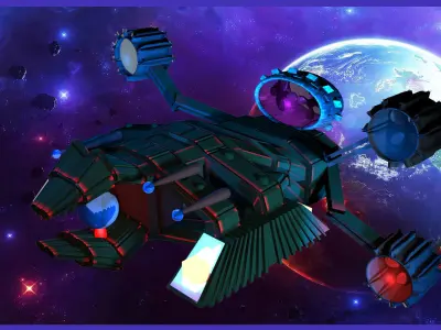 Sci-Fi SpaceShip  Low-poly 3D model