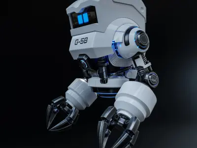Cute Space Robot Rigged G-58 White 3D model