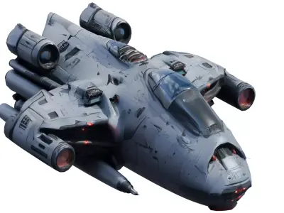 SciFi Starfighter Spaceship 2K PBR Low-poly 3D model