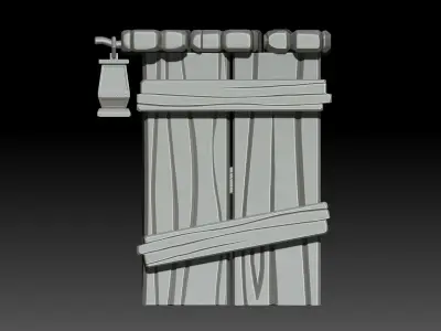 Stylized wooden gate 3D model