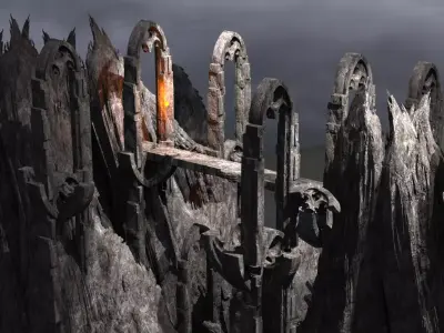 Khazaddum mountain Bridge ruins 3D model