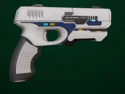 Sci-Fi Pistol White 01 All PBR Unity UE Textures Included Low-poly 3D model