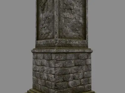 pillar 3 set of four stone columns Low-poly 3D model