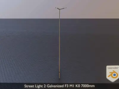 Street Light 2 Galvanized F3 M1 K0 7000mm Low-poly 3D model
