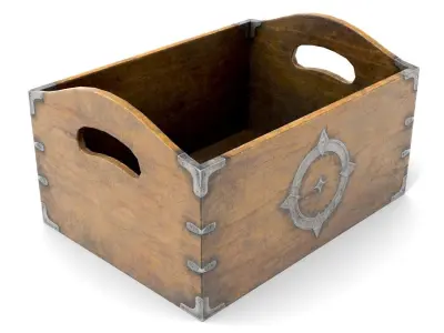 Ancient Wooden Box 3 Low-poly 3D model