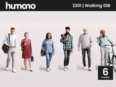 Humano 6-Pack - WALKING PEOPLE - 6x 3D models B