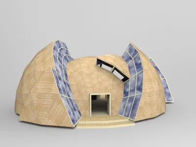 geodesic dome structure Low-poly 3D model