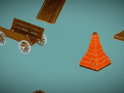 Village Stuff Pack Low-poly 3D model