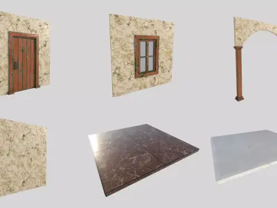 Modular 3D kit construction Historical interior Antique 3D model
