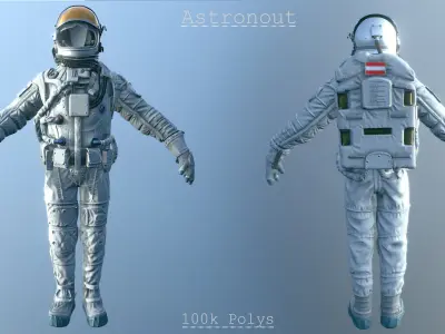 Astronaut in spacesuit Low-poly 3D model