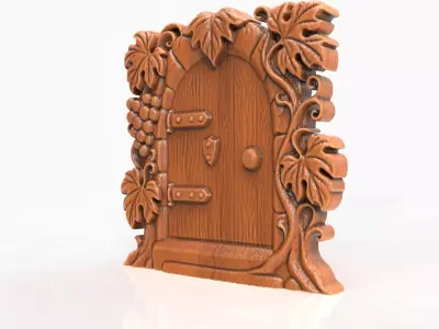 Grapevine Fairy Door Gnome Door Whimsical Vine Carving 3D print model