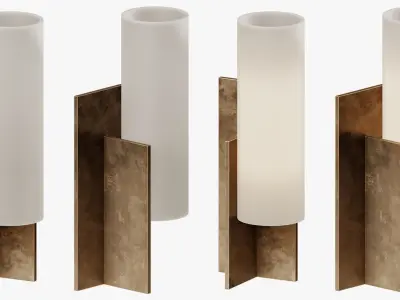 French Modernist Steel and Glass Table Lamps by Boris Lacroix 3D model