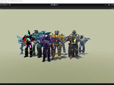 Sci-Fi Warrior Bots Low-poly 3D model