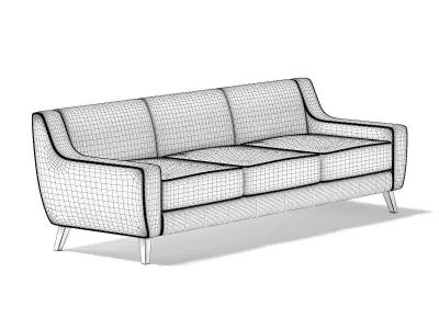 Light-Grey Three Seat Sofa 3D model