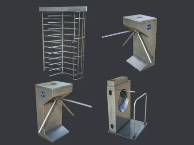 Inteligent Security Gates Pack Low-poly 3D model