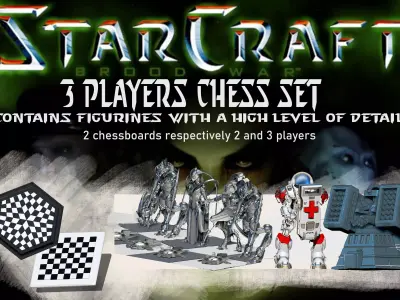 chess game inspired by StarCraft BONUS two free chessboards stl 3D print model