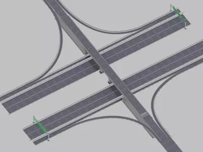 Modular Highway  City Road Kit  Game Ready Low-poly 3D model