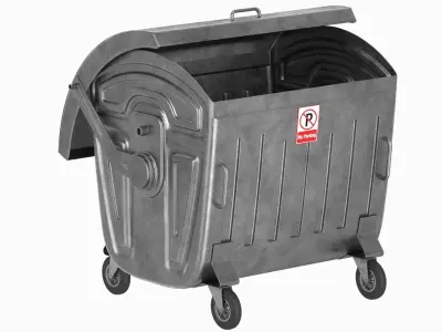 Street Garbage Bin Low-poly 3D model