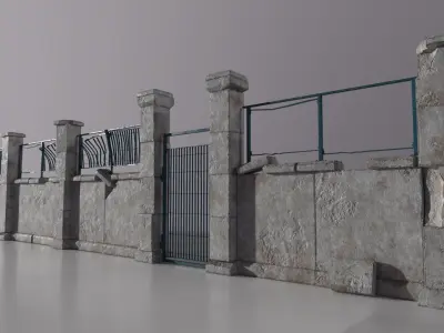 PBR Modular Fence Game-Ready Pack Low-poly 3D model