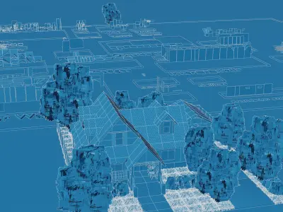 Modular Suburban House Creation tool Low-poly 3D model