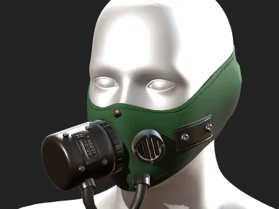 Gas mask protection futuristic respirator  Low-poly 3D model