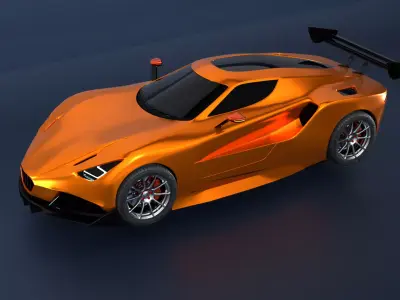 High Performance Orange Sports Car 3D Model  Blender Shaded Low-poly 3D model