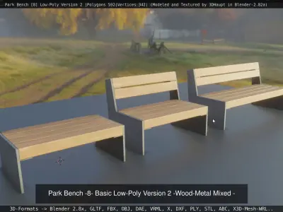Park Bench -8- 3D Model Pack