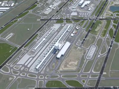 Detroit Airport 12km Low-poly 3D model
