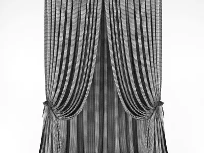 Curtains curtain with floral pattern Low-poly 3D model