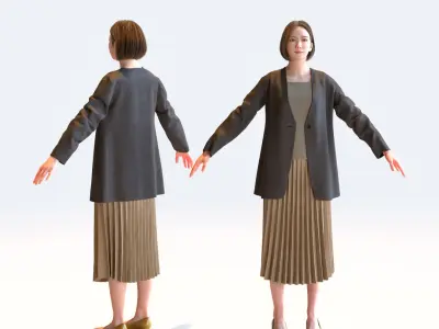  A Pose Asian Business Woman Collection - 5 Models x 5 color variations 