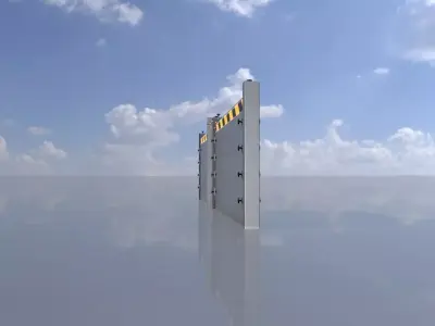 1-metre by 4-metre aluminium wall for flood protection Low-poly 3D model