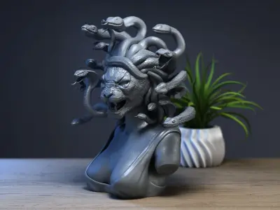 Medusa lion head Cyborg medusa lion 3D print model