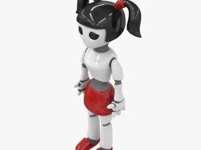 Robot Girl Low-poly 3D model