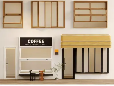 modern windows glass Sliding Architecture 3D model shop