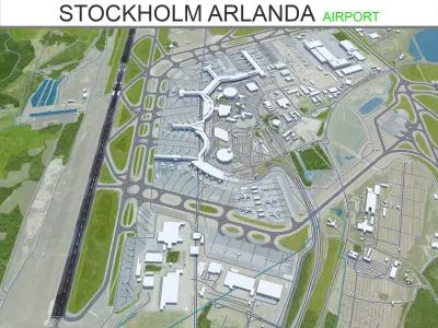 Stockholm Arlanda Airport 15km Low-poly 3D model