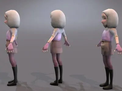 teen with gray hair Low-poly 3D model