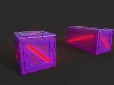 Sci-Fi Boxes Low-poly 3D model
