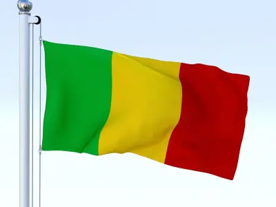 Animated Mali Flag Low-poly 3D model