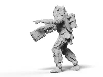 Sci Fi Battle Armor Miniatures - Energy Laser Rifle Team 3D print model