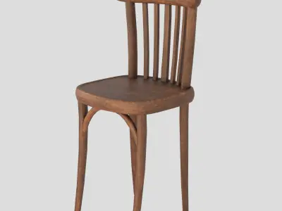 Old Vintage Chair Wooden 01A Low-poly 3D model