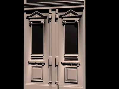 door wood art nouveau 3D model