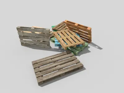 wooden pallets collection 1 Low-poly 3D model