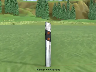 Delineator posts with yellow-orange reflectors L Low-poly 3D model