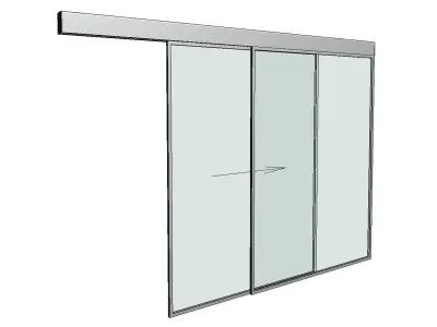 Curtain Wall Automatic Single Sliding Door 3D model