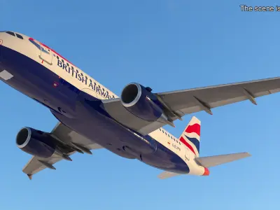  British Airways Airbus A319 Rigged for Cinema 4D 