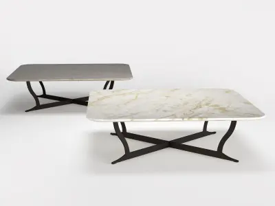 Richard Coffee Table Marble and Soft 120 3D model
